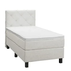 1-Persoons Boxsprings-Leen Bakker Boxspring Liv geruit - ecru - 90x200 cm - vierkante poot