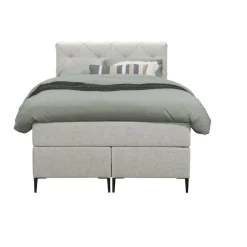 1-Persoons Boxsprings-Leen Bakker Boxspring Liv geruit - ecru - 120x200 cm - slanke poot