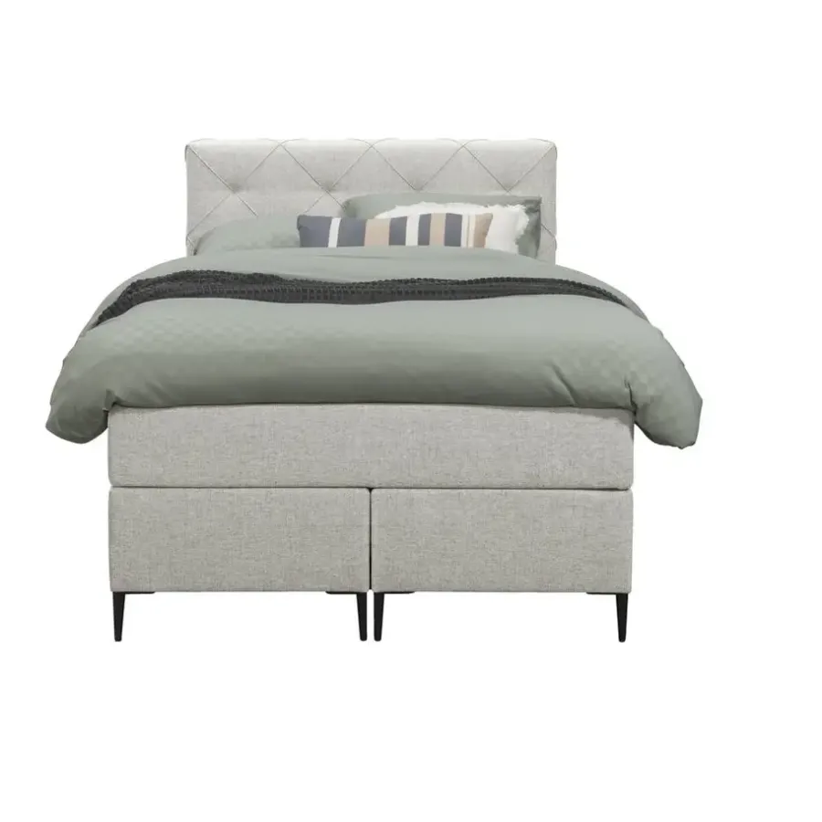 1-Persoons Boxsprings-Leen Bakker Boxspring Liv geruit - ecru - 120x200 cm - slanke poot