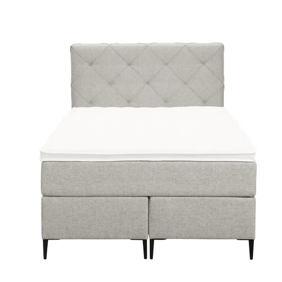 1-Persoons Boxsprings-Leen Bakker Boxspring Liv geruit - ecru - 120x200 cm - slanke poot