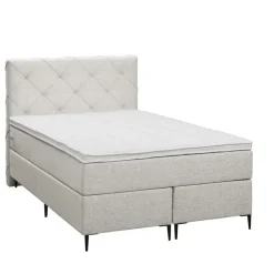 1-Persoons Boxsprings-Leen Bakker Boxspring Liv geruit - ecru - 120x200 cm - slanke poot