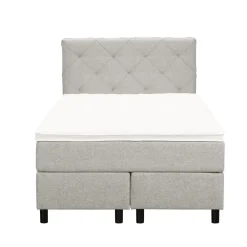 Leen Bakker Boxspring Liv geruit - ecru - 120x200 cm - ronde poot