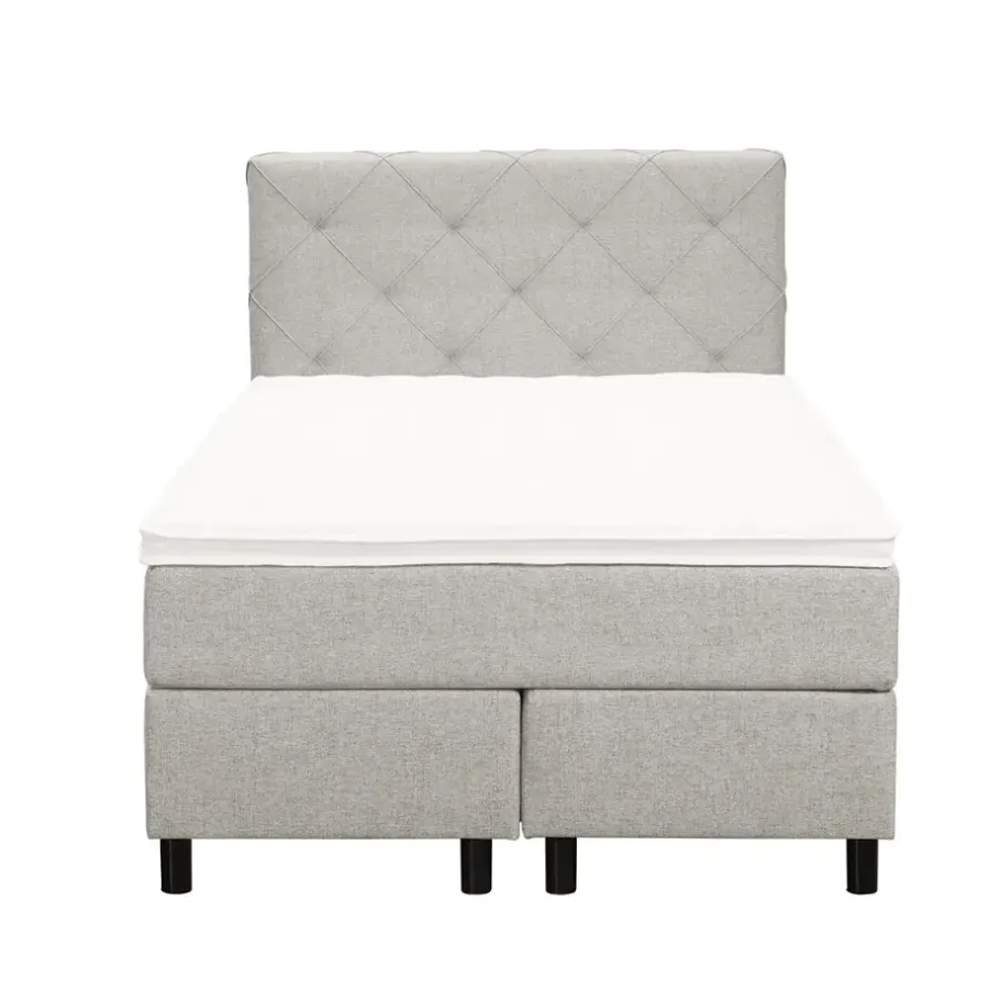 Leen Bakker Boxspring Liv geruit - ecru - 120x200 cm - ronde poot