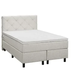 Leen Bakker Boxspring Liv geruit - ecru - 120x200 cm - ronde poot