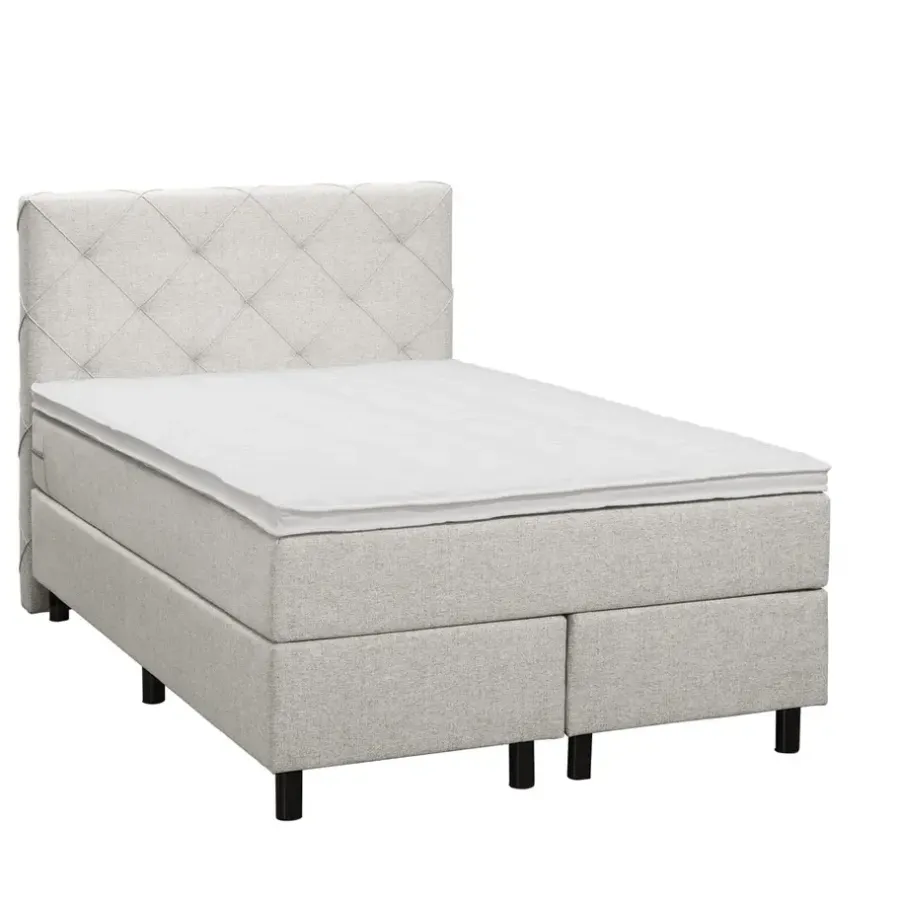Leen Bakker Boxspring Liv geruit - ecru - 120x200 cm - ronde poot