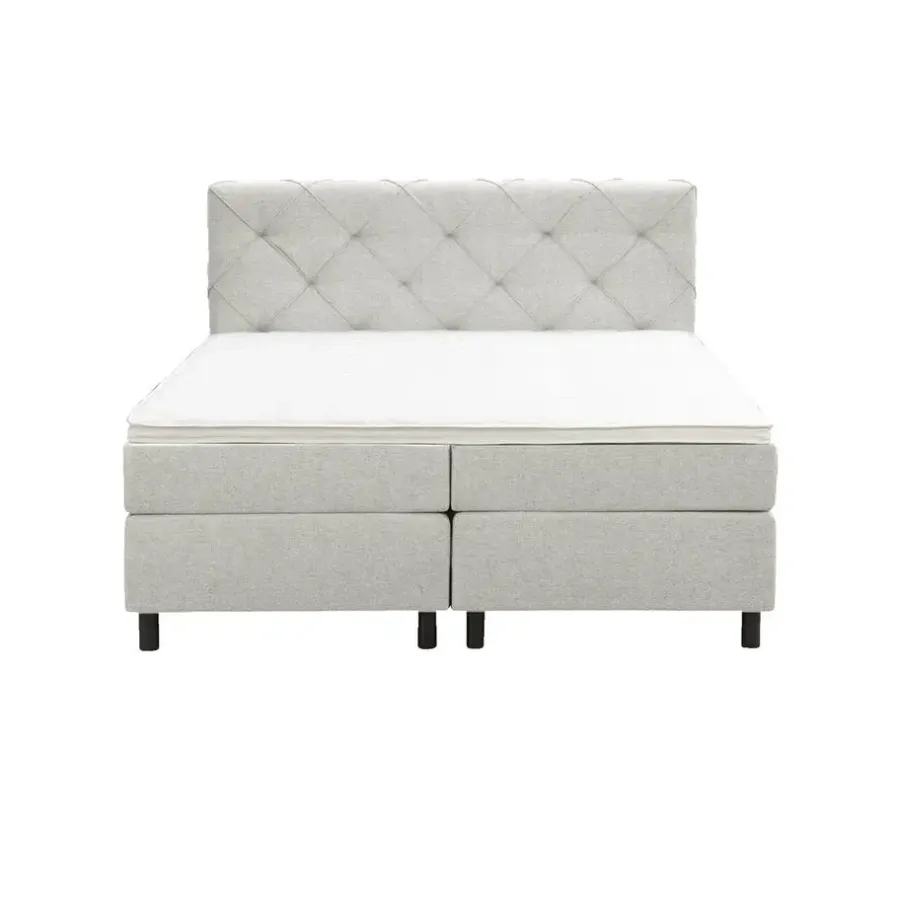 Leen Bakker Boxspring Liv geruit - ecru - 160x200 cm - ronde poot