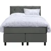 Leen Bakker Boxspring Liv geruit - grijs - 120x200 cm - ronde poot