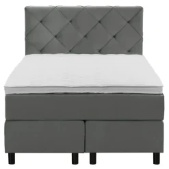 Leen Bakker Boxspring Liv geruit - grijs - 120x200 cm - ronde poot