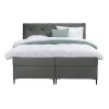 2-Persoons Boxsprings-Leen Bakker Boxspring Liv geruit - grijs - 160x200 cm - slanke poot