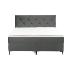 2-Persoons Boxsprings-Leen Bakker Boxspring Liv geruit - grijs - 160x200 cm - slanke poot