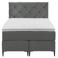 1-Persoons Boxsprings-Leen Bakker Boxspring Liv geruit - grijs - 120x200 cm - slanke poot