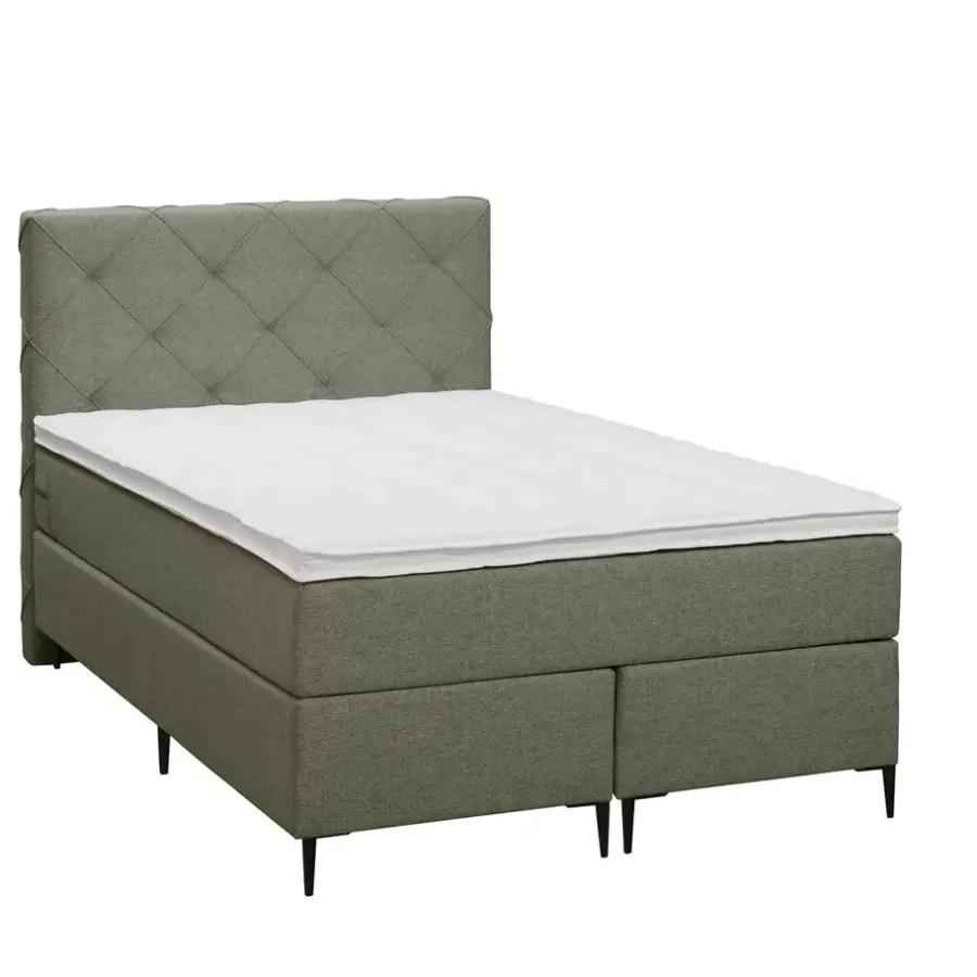 Leen Bakker Boxspring Liv geruit - groen - 120x200 cm - slanke poot