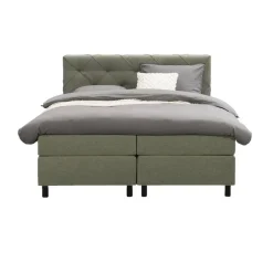 2-Persoons Boxsprings-Leen Bakker Boxspring Liv geruit - groen - 160x200 cm - ronde poot