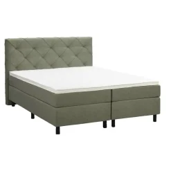 2-Persoons Boxsprings-Leen Bakker Boxspring Liv geruit - groen - 160x200 cm - ronde poot
