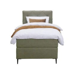 1-Persoons Boxsprings-Leen Bakker Boxspring Liv geruit - groen - 90x200 cm - slanke poot