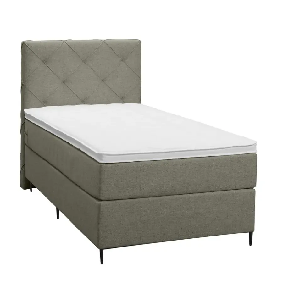 1-Persoons Boxsprings-Leen Bakker Boxspring Liv geruit - groen - 90x200 cm - slanke poot