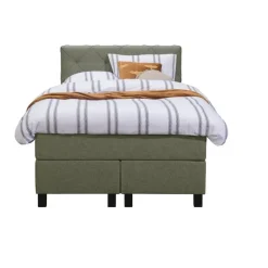 Leen Bakker Boxspring Liv geruit - groen - 120x200 cm - vierkante poot