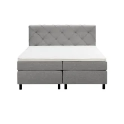 Leen Bakker Boxspring Liv geruit - lichtgrijs - 160x200 cm - ronde poot