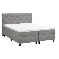 Leen Bakker Boxspring Liv geruit - lichtgrijs - 160x200 cm - ronde poot