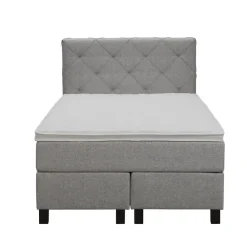Leen Bakker Boxspring Liv geruit - lichtgrijs - 120x200 cm - vierkante poot