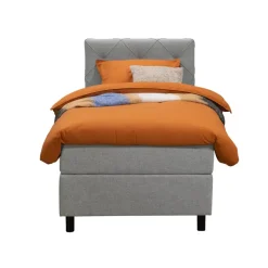 Leen Bakker Boxspring Liv geruit - lichtgrijs - 90x200 cm - ronde poot