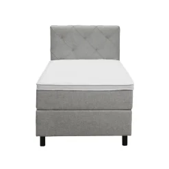 Leen Bakker Boxspring Liv geruit - lichtgrijs - 90x200 cm - ronde poot