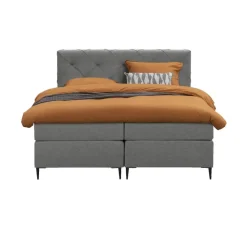 Leen Bakker Boxspring Liv geruit - lichtgrijs - 180x200 cm - slanke poot