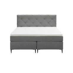 2-Persoons Boxsprings-Leen Bakker Boxspring Liv geruit - lichtgrijs - 140x200 cm - slanke poot
