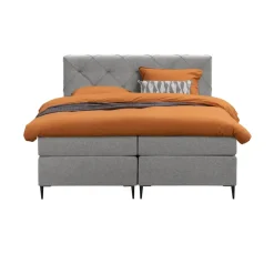 Leen Bakker Boxspring Liv geruit - lichtgrijs - 160x200 cm - slanke poot