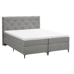 Leen Bakker Boxspring Liv geruit - lichtgrijs - 160x200 cm - slanke poot