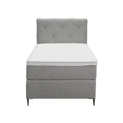 1-Persoons Boxsprings-Leen Bakker Boxspring Liv geruit - lichtgrijs - 90x200 cm - slanke poot
