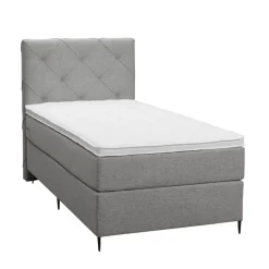 1-Persoons Boxsprings-Leen Bakker Boxspring Liv geruit - lichtgrijs - 90x200 cm - slanke poot