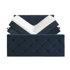 2-Persoons Boxsprings-Leen Bakker Boxspring met opbergruimte en voetbord Liv geruit - blauw - 180x200cm