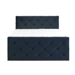 2-Persoons Boxsprings-Leen Bakker Boxspring met opbergruimte en voetbord Liv geruit - blauw - 180x200cm