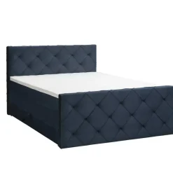 2-Persoons Boxsprings-Leen Bakker Boxspring met opbergruimte en voetbord Liv geruit - blauw - 180x200cm