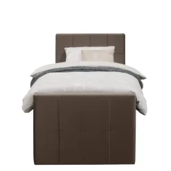 1-Persoons Boxsprings-Leen Bakker Boxspring met opbergruimte en voetbord Liv geblokt - bruin - 90x200cm