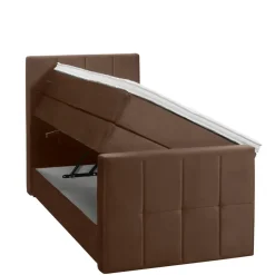 1-Persoons Boxsprings-Leen Bakker Boxspring met opbergruimte en voetbord Liv geblokt - bruin - 90x200cm