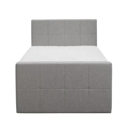 1-Persoons Boxsprings-Leen Bakker Boxspring met opbergruimte en voetbord Liv geblokt - lichtgrijs - 120x200cm