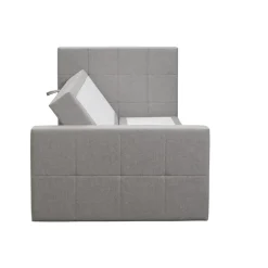 1-Persoons Boxsprings-Leen Bakker Boxspring met opbergruimte en voetbord Liv geblokt - lichtgrijs - 120x200cm