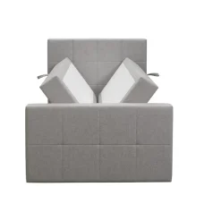 1-Persoons Boxsprings-Leen Bakker Boxspring met opbergruimte en voetbord Liv geblokt - lichtgrijs - 120x200cm