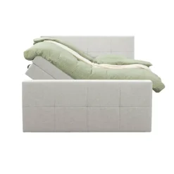 2-Persoons Boxsprings-Leen Bakker Boxspring met opbergruimte en voetbord Liv geblokt - ecru - 140x200cm