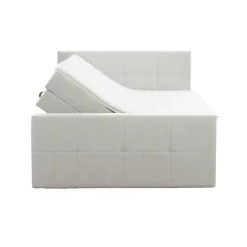 2-Persoons Boxsprings-Leen Bakker Boxspring met opbergruimte en voetbord Liv geblokt - ecru - 140x200cm