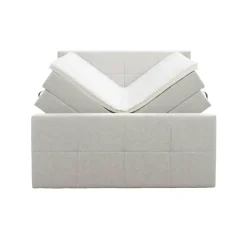 2-Persoons Boxsprings-Leen Bakker Boxspring met opbergruimte en voetbord Liv geblokt - ecru - 140x200cm