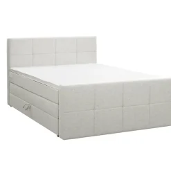 2-Persoons Boxsprings-Leen Bakker Boxspring met opbergruimte en voetbord Liv geblokt - ecru - 140x200cm