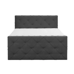 2-Persoons Boxsprings-Leen Bakker Boxspring met opbergruimte en voetbord Liv geruit - antraciet - 180x200cm
