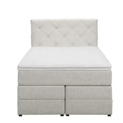 Leen Bakker Boxspring met opbergruimte Liv geruit - ecru - 120x200 cm