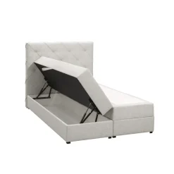 Leen Bakker Boxspring met opbergruimte Liv geruit - ecru - 120x200 cm