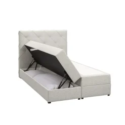 Leen Bakker Boxspring met opbergruimte Liv geruit - ecru - 120x200 cm