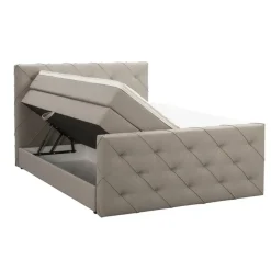 2-Persoons Boxsprings-Leen Bakker Boxspring met opbergruimte en voetbord Liv geruit - beige - 180x200cm