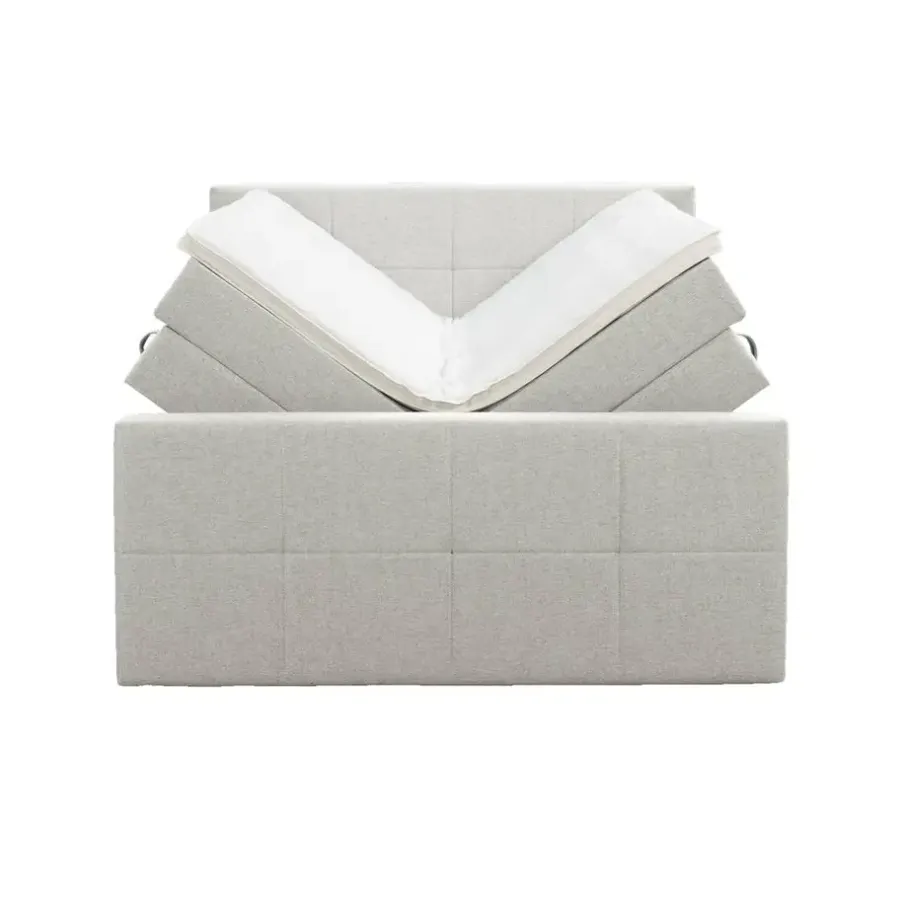Leen Bakker Boxspring met opbergruimte en voetbord Liv geblokt - ecru - 160x200cm
